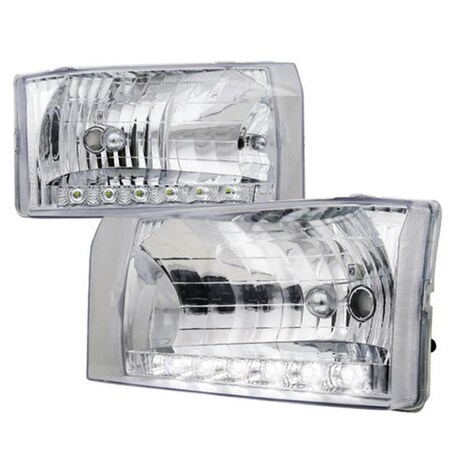 Overtime Crystal Housing Headlight Chrome with LED for 99 to 04 Ford F250 OV3206925